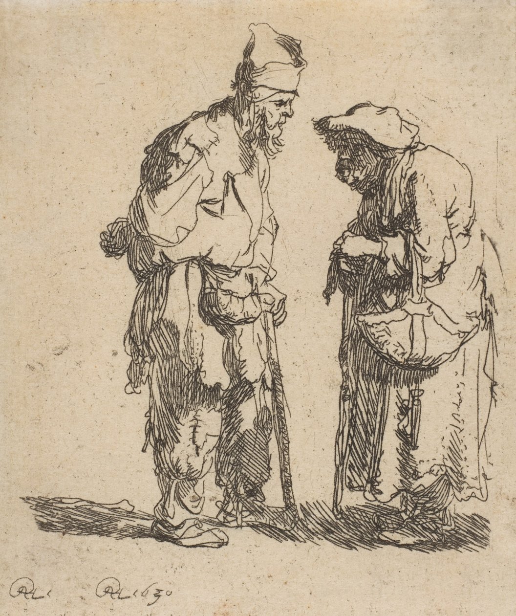 Tiggermand og tiggerkvinde samtaler, 1630., 1630. af Rembrandt van Rijn