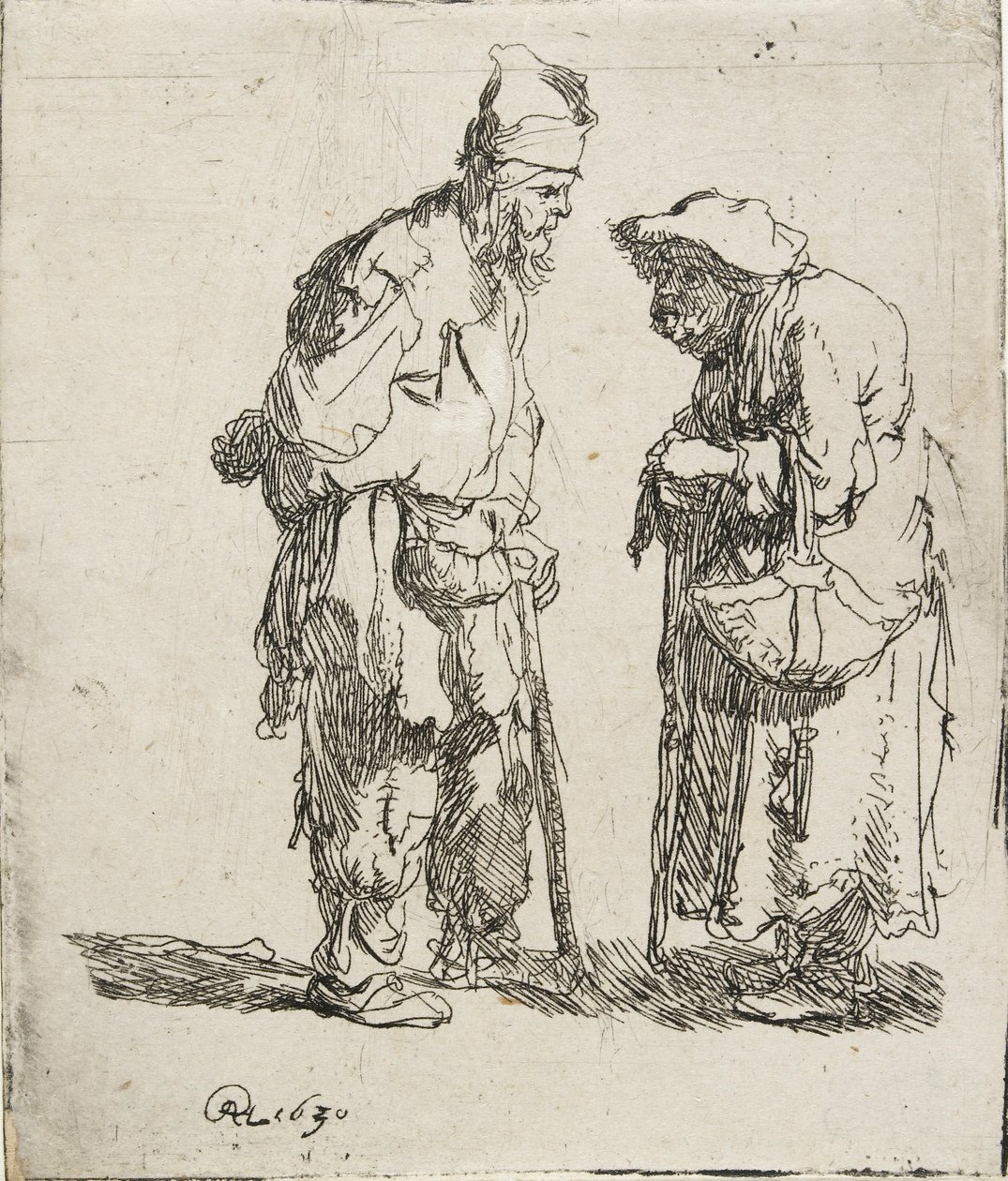 Tiggermand og tiggerkvinde i samtale, 1630 af Rembrandt van Rijn