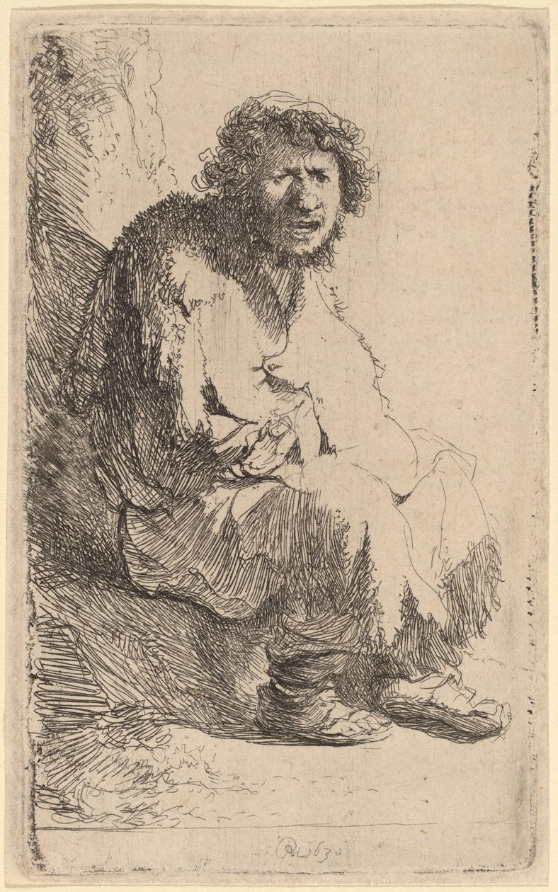 Tigger sidder på en bank af Rembrandt van Rijn