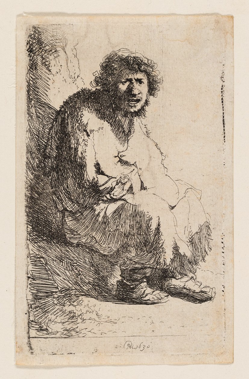 Tigger sidder på en bank af Rembrandt van Rijn