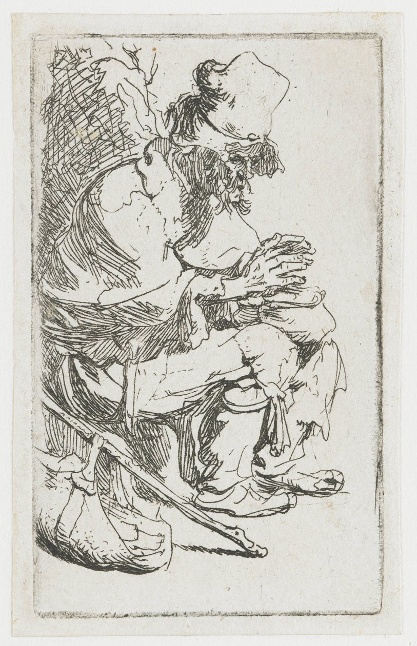 En tigger, der varmer sine hænder af Rembrandt van Rijn