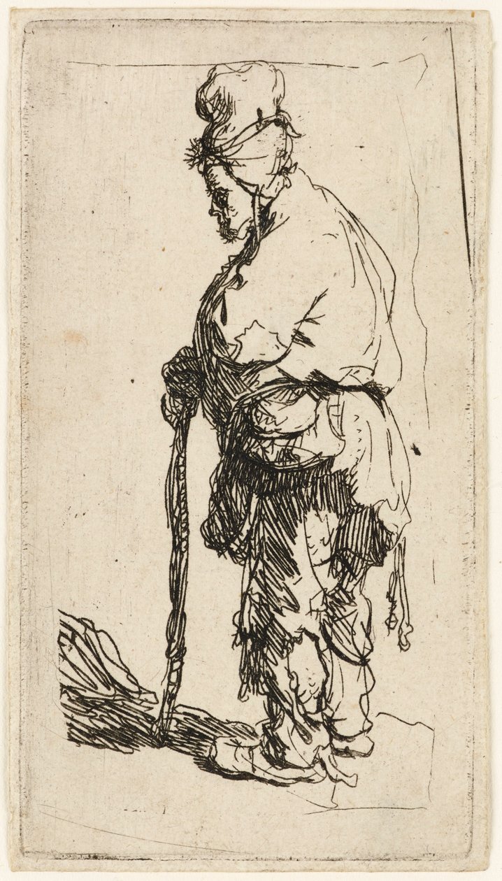 Tigger lænet på en pind, ca. 1630. af Rembrandt van Rijn