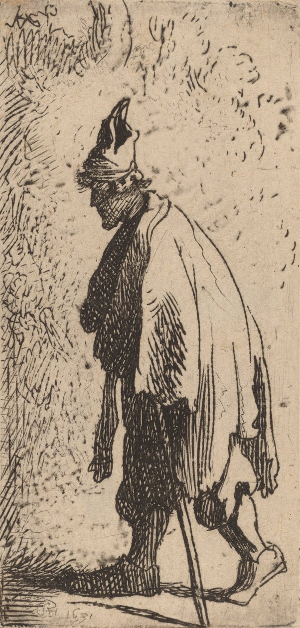 Tigger med en pind, gå til venstre, 1631. af Rembrandt van Rijn