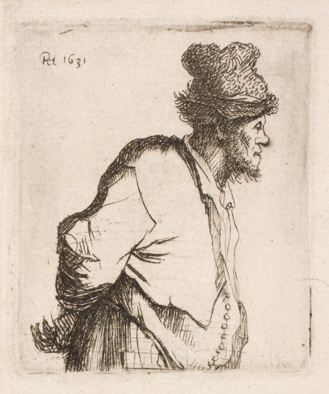 Bonde med hænderne på ryggen af Rembrandt van Rijn