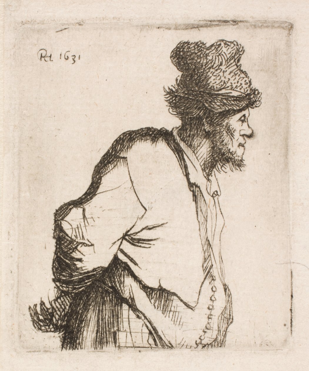 Bonde med hænderne på ryggen af Rembrandt van Rijn