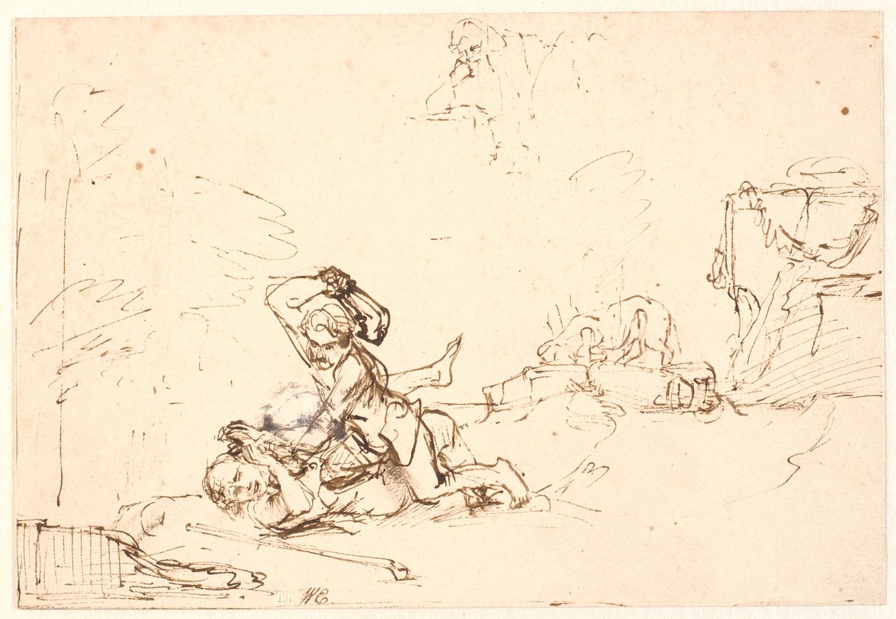 Kain dræber Abel af Rembrandt van Rijn