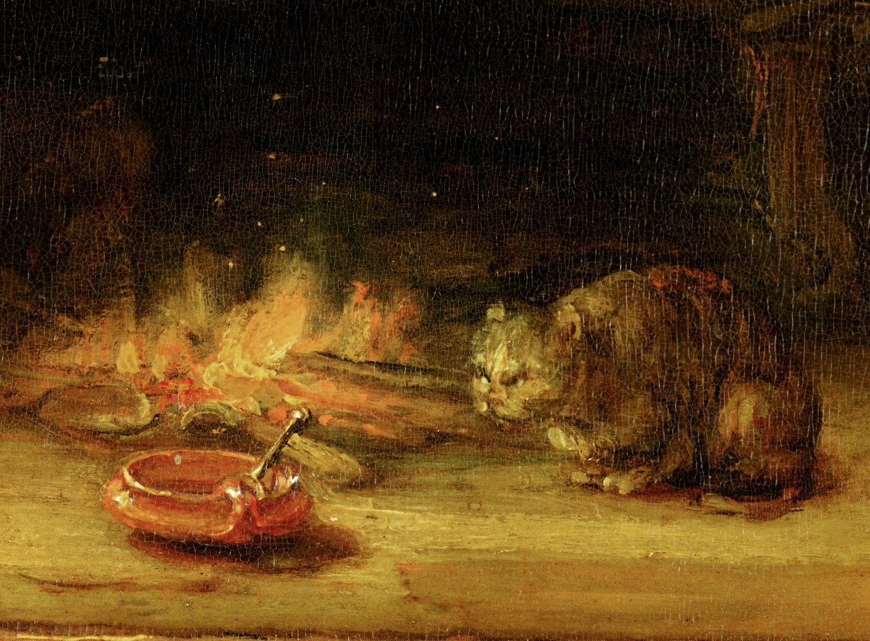 Kat, detalje af hellig familie med et gardin, 1646 (se 244315) af Rembrandt van Rijn