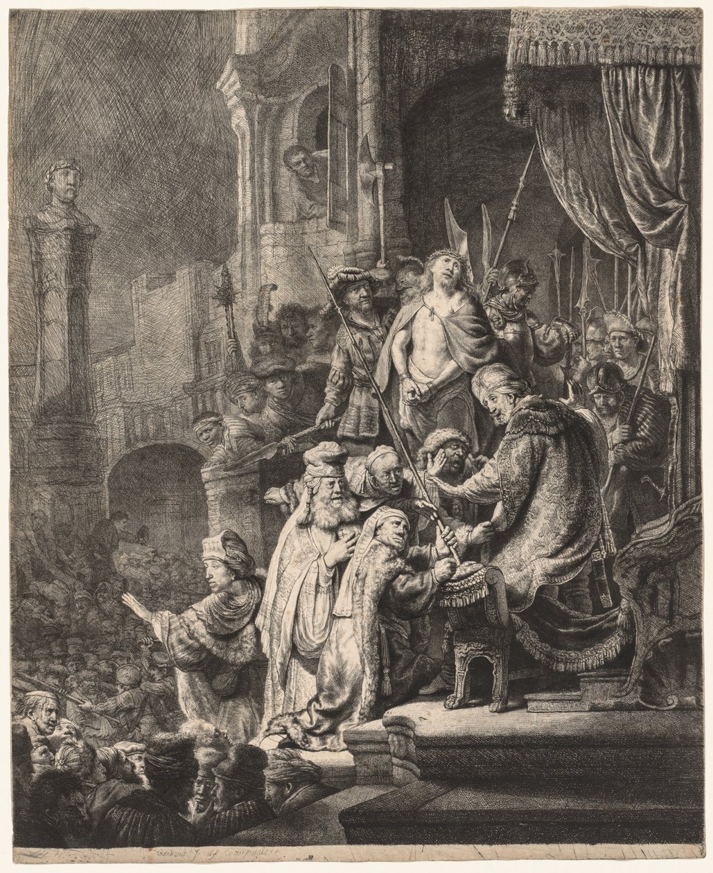 Kristus før Pilatus: Stor tallerken af Rembrandt van Rijn