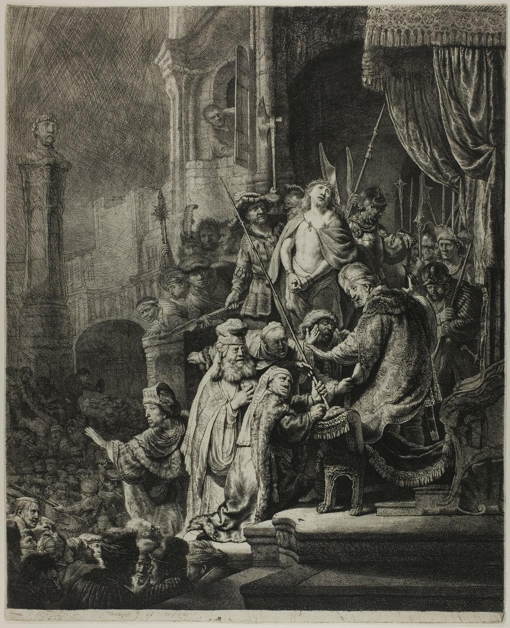 Kristus før Pilatus: Stor tallerken af Rembrandt van Rijn