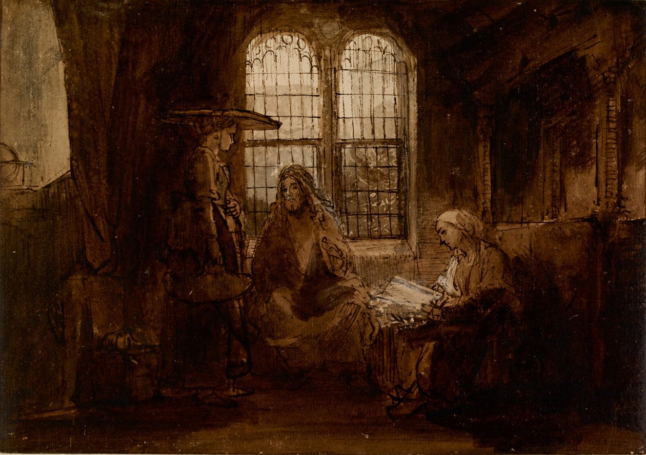 Kristus samtaler med Martha og Maria, ca 1652 af Rembrandt van Rijn
