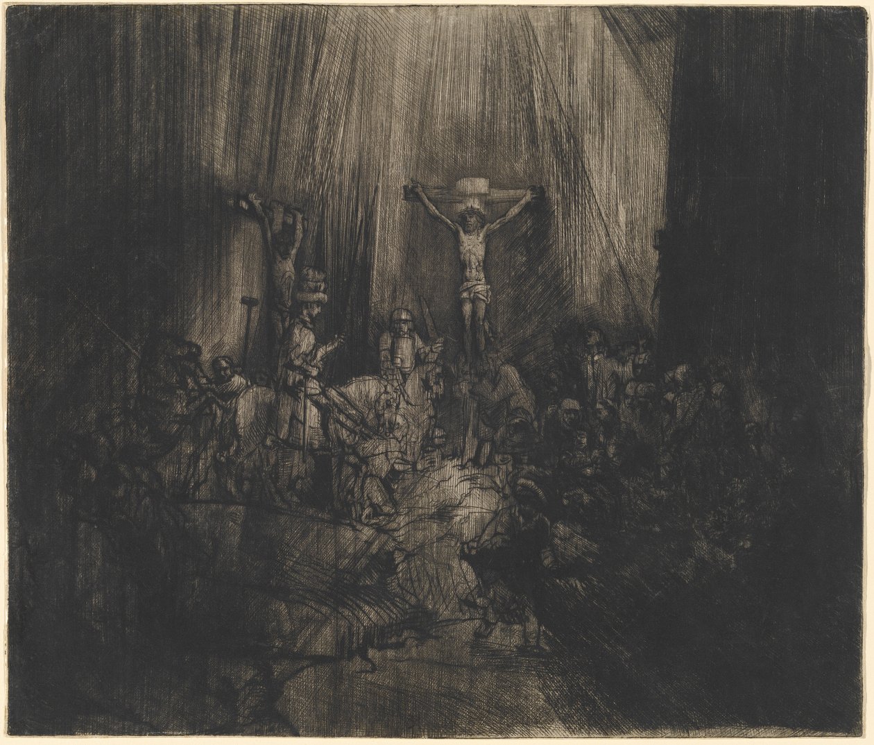Kristus korsfæstet mellem de to tyve (De tre kors) af Rembrandt van Rijn