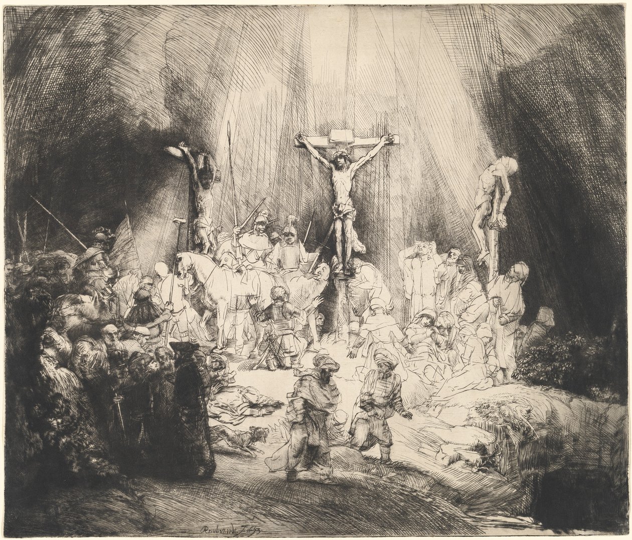Kristus korsfæstet mellem de to tyve (De tre kors) af Rembrandt van Rijn