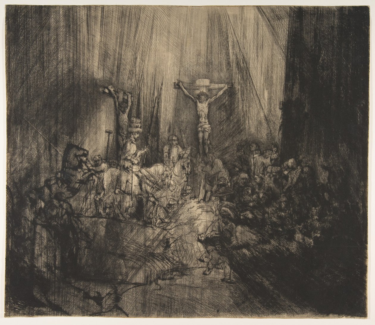 Kristus korsfæstet mellem de to tyve: De tre kors, ca. 1660. af Rembrandt van Rijn