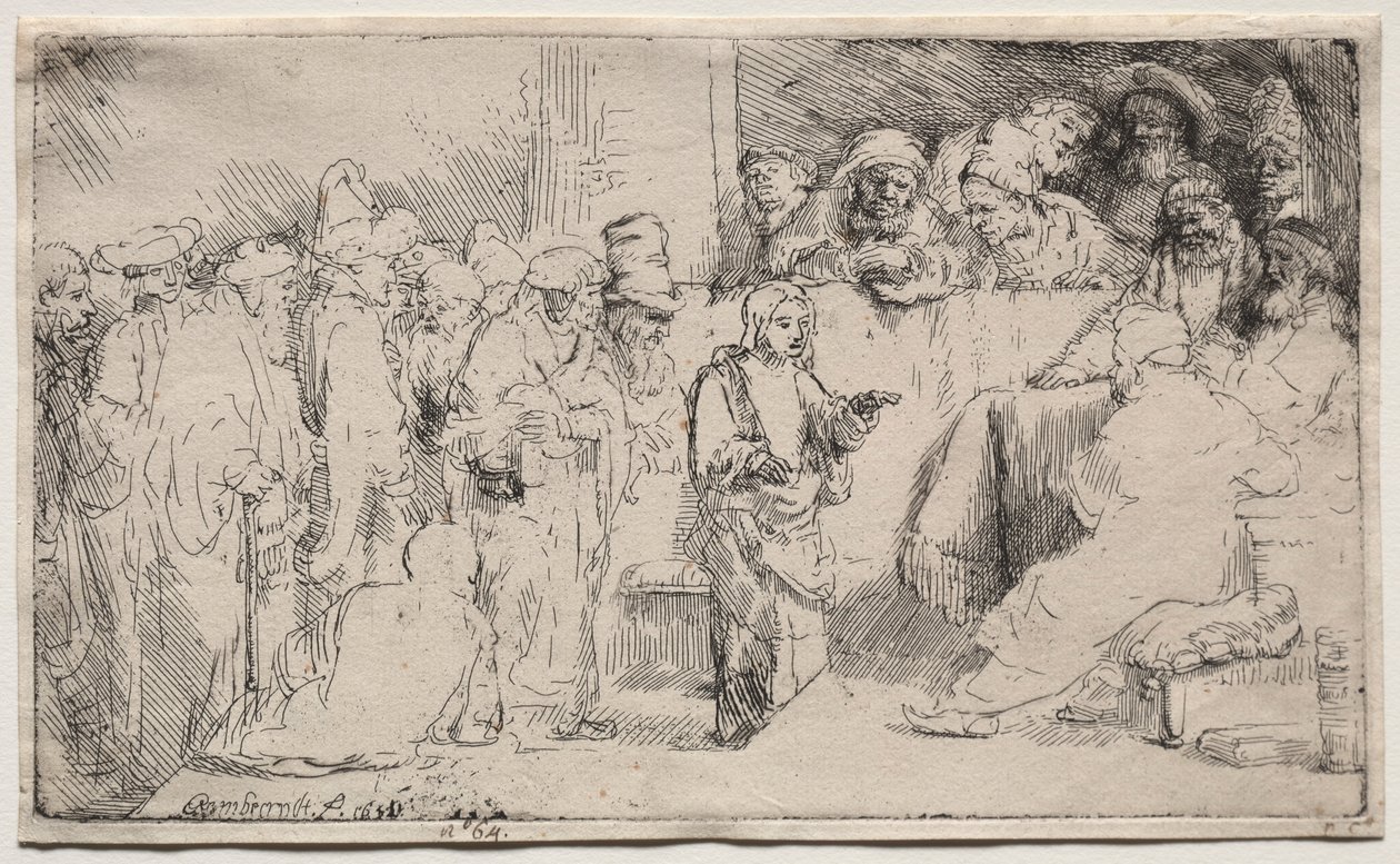 Christ Disputing with the Doctors: A Sketch, 1652. af Rembrandt van Rijn