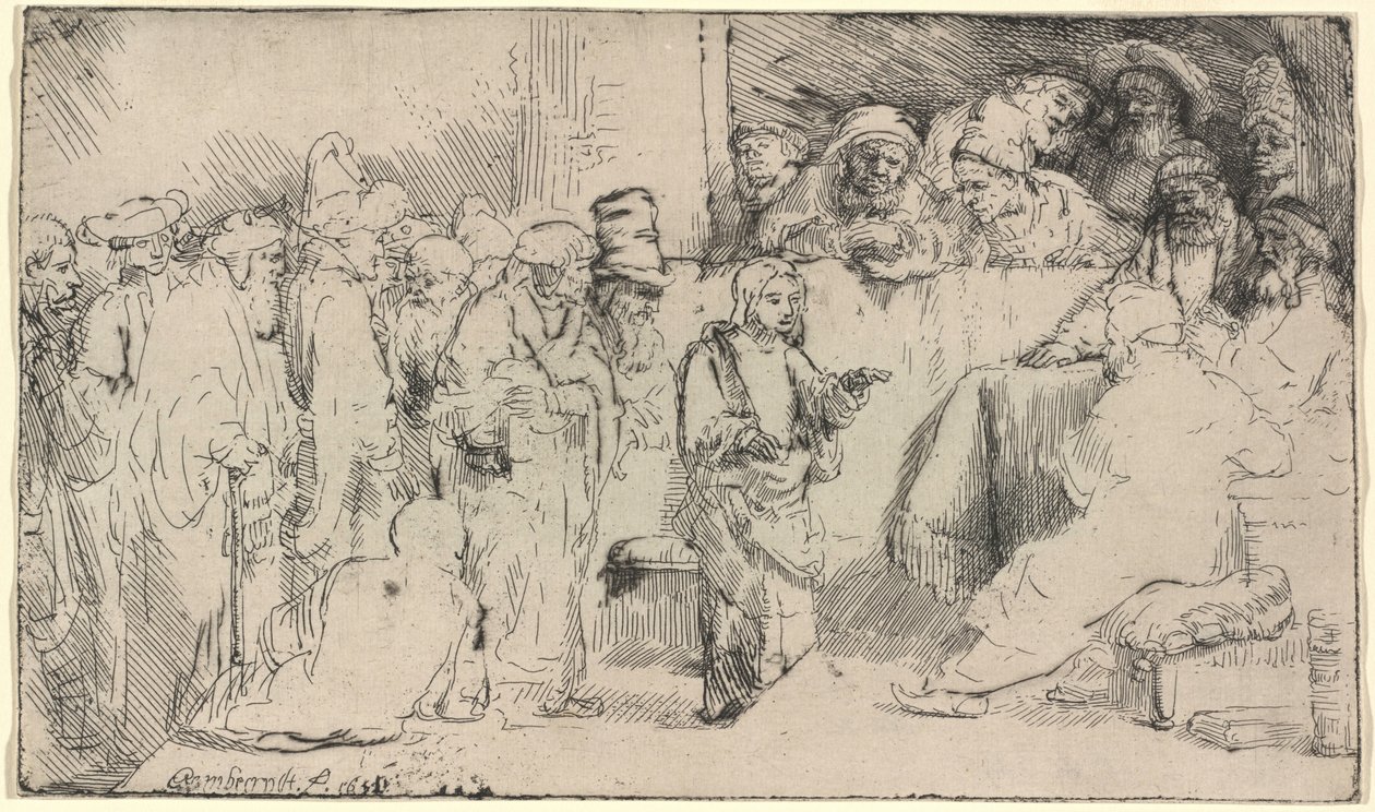 Kristus i diskussion med de skriftkloge: en skitse af Rembrandt van Rijn