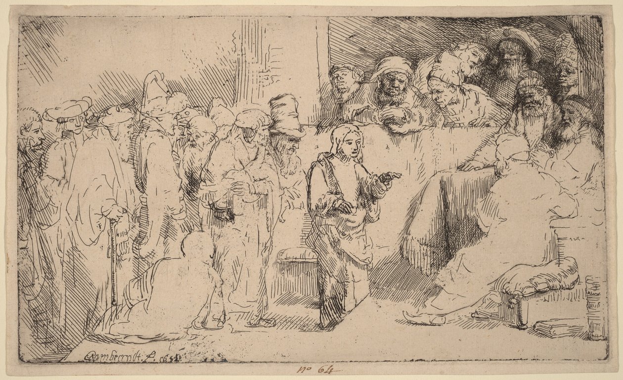 Kristus i diskussion med de skriftkloge: en skitse af Rembrandt van Rijn