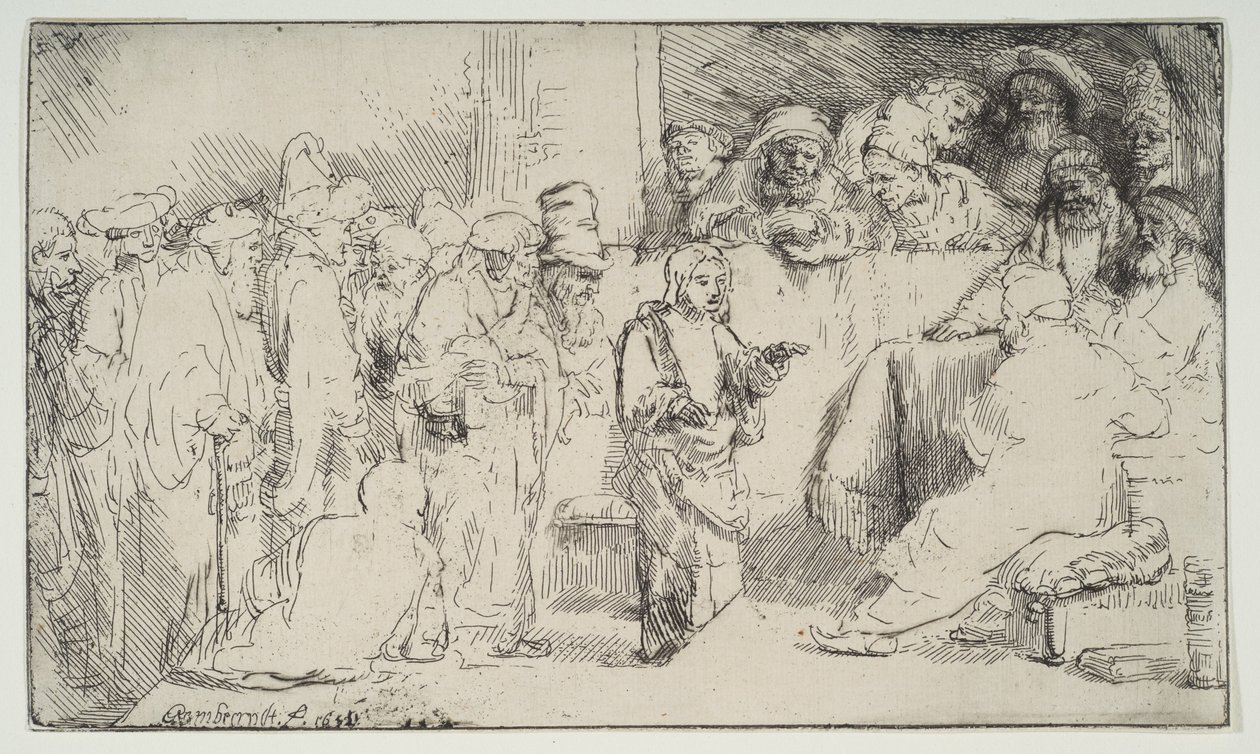 Christ Disputing with the Doctors, en skitse, 1652. af Rembrandt van Rijn