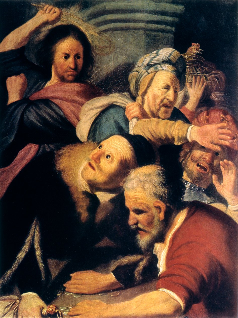 Kristus driver pengevekslerne fra templet, 1626 af Rembrandt van Rijn