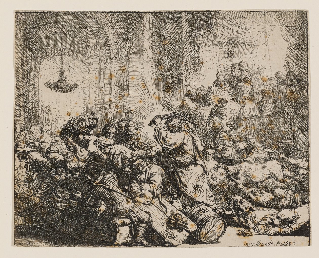 Kristus driver pengevekslere ud af templet af Rembrandt van Rijn