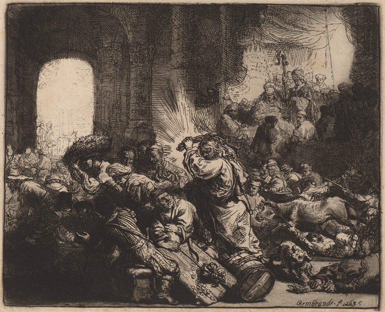 Kristus, der driver pengevekslerne fra templet af Rembrandt van Rijn