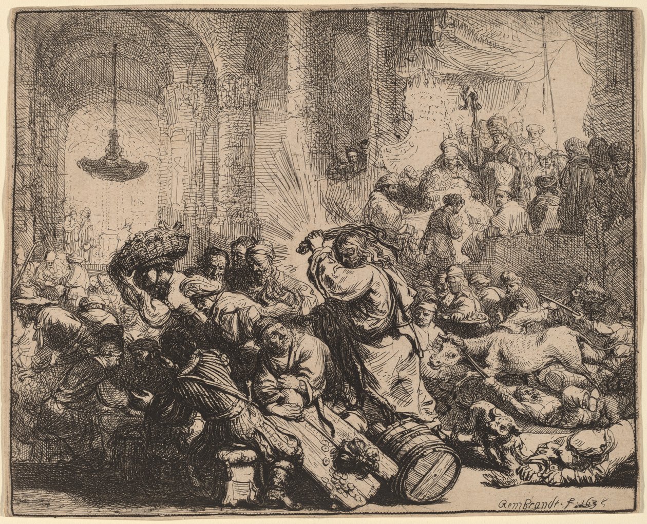 Kristus, der driver pengevekslerne fra templet af Rembrandt van Rijn