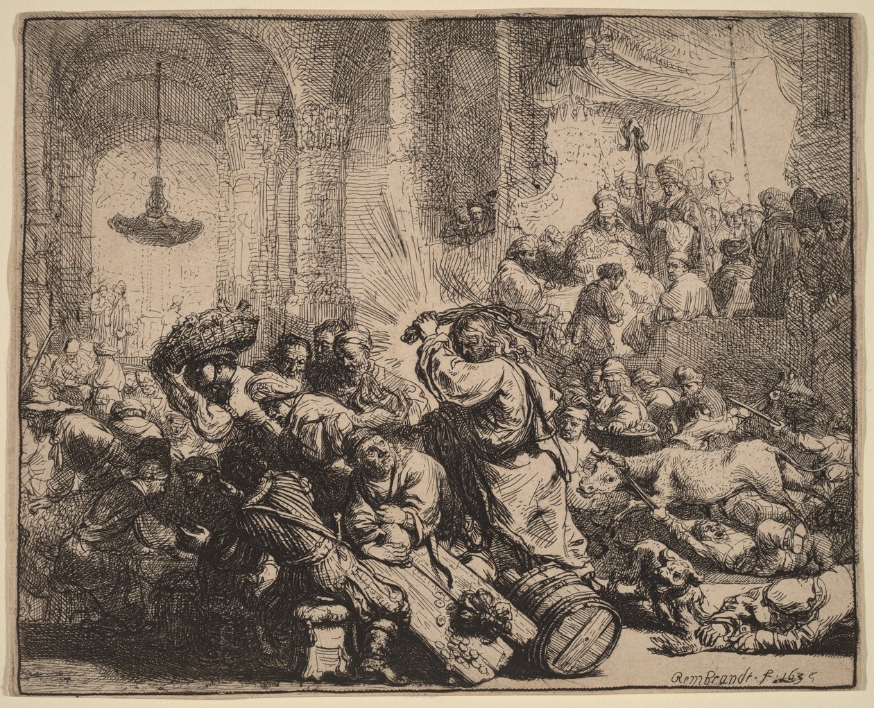 Kristus driver pengevekslere ud af templet af Rembrandt van Rijn