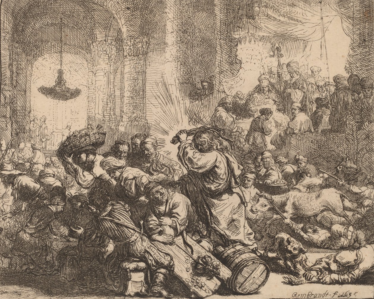 Kristus driver pengevekslerne fra templet, 1635. af Rembrandt van Rijn