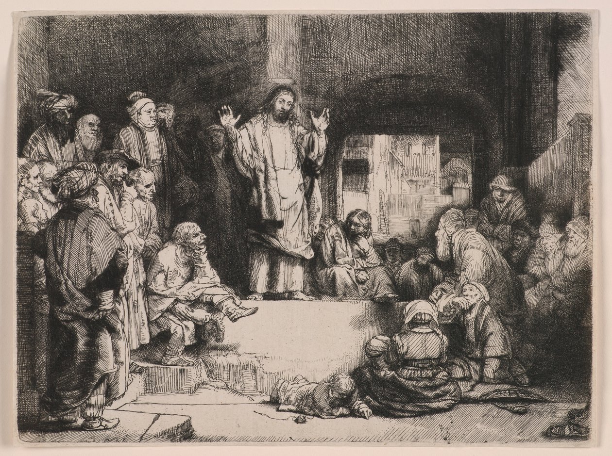 Kristus prædiker (Den lille grav) af Rembrandt van Rijn