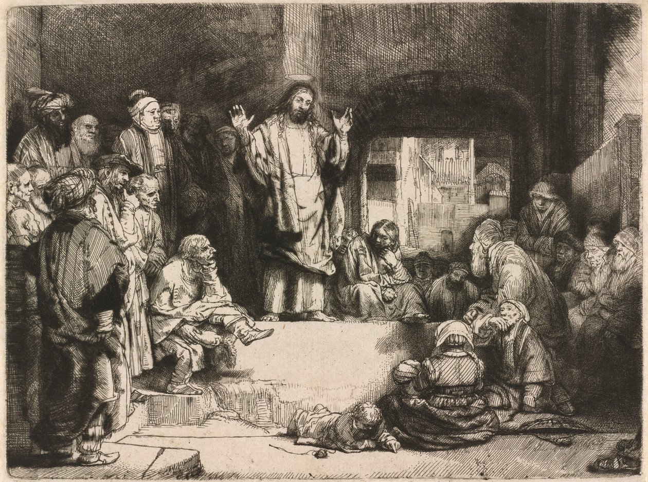 Christ Preaching (Den lille grav) af Rembrandt van Rijn