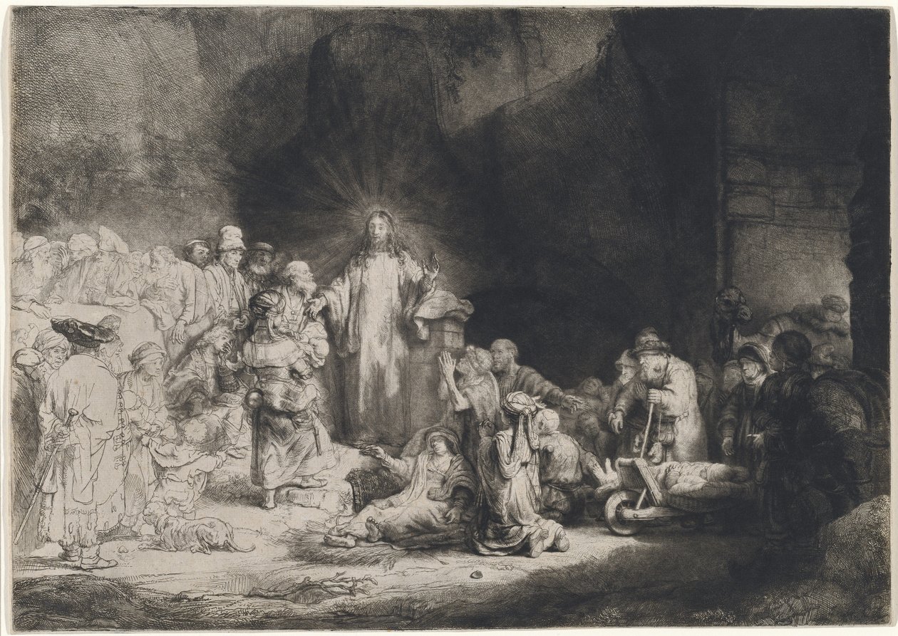 Christ Preaching (The Hundred Guilder Print) af Rembrandt van Rijn