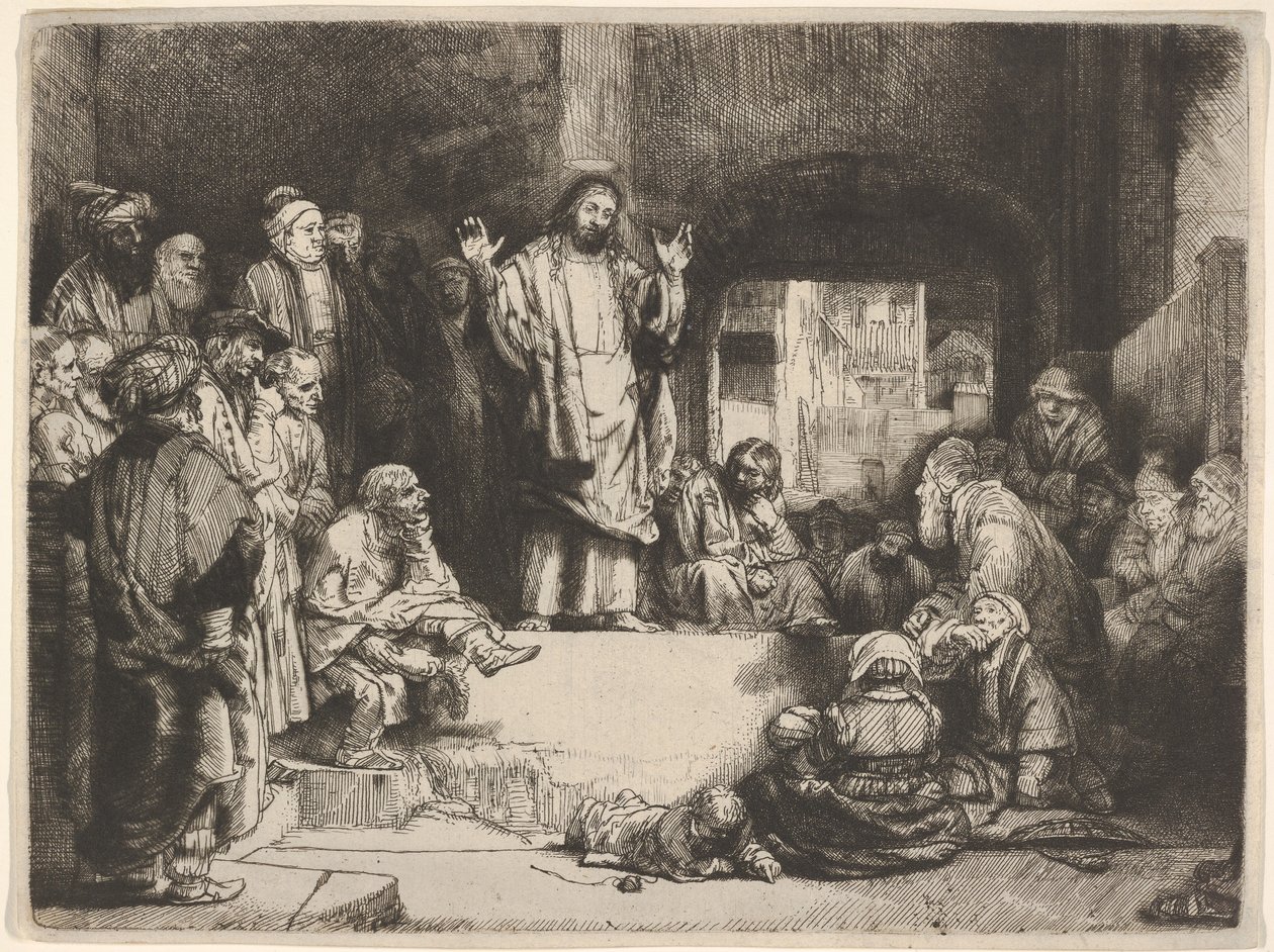 Christ Preaching, kaldet La Petite Tombe, ca. 1657. af Rembrandt van Rijn