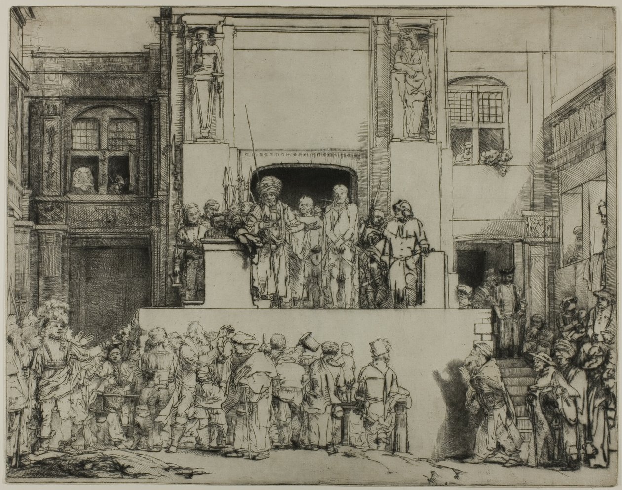 Kristus præsenteret for folket: Aflang plade af Rembrandt van Rijn