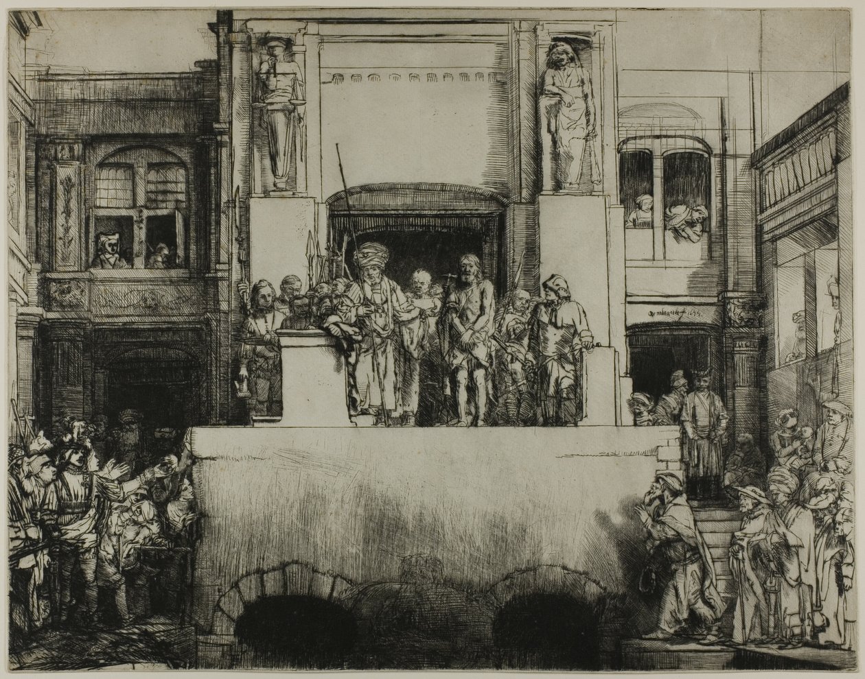 Kristus præsenteret for folket: Aflang plade af Rembrandt van Rijn