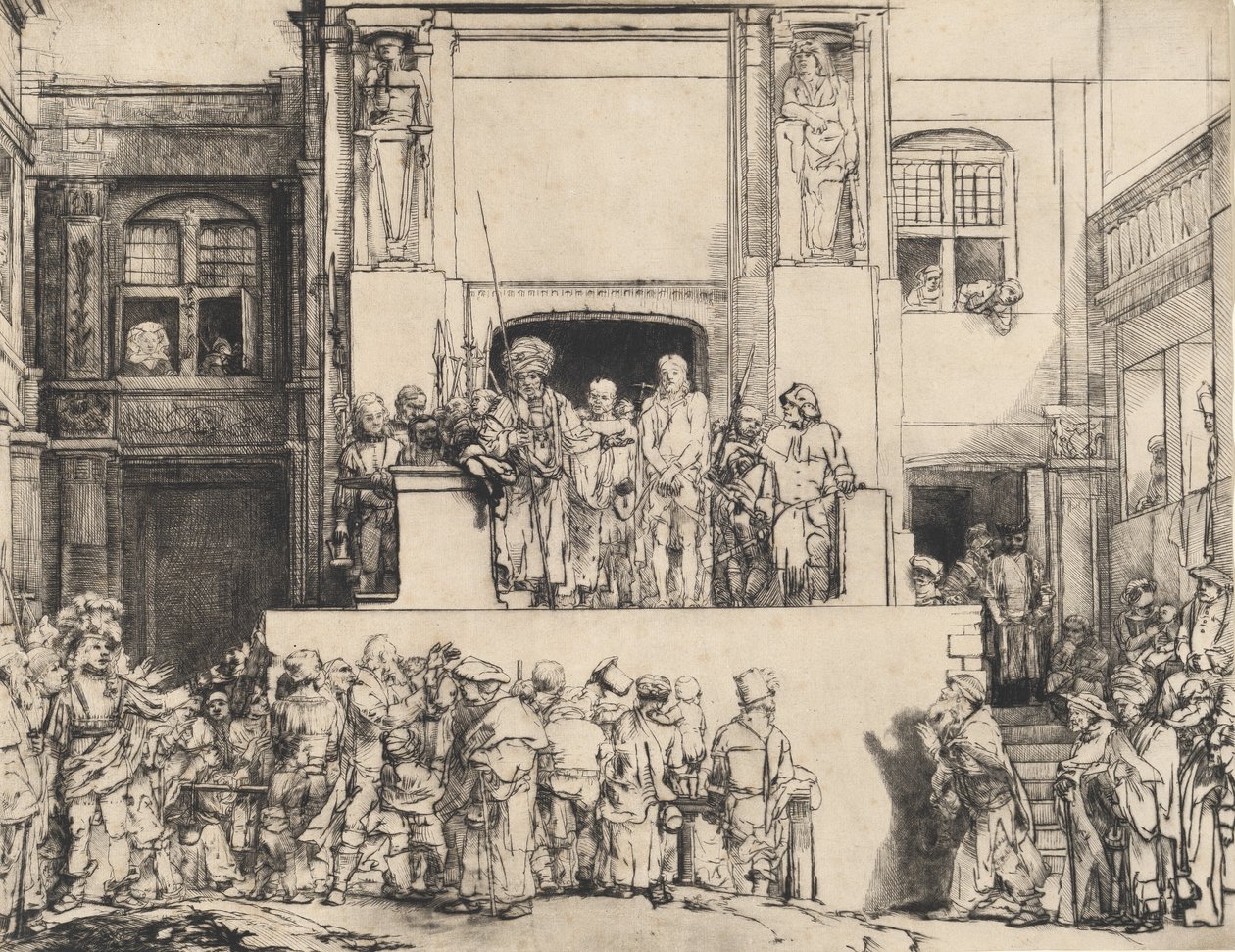 Kristus præsenteret for folket: Aflang plade, 1655. af Rembrandt van Rijn