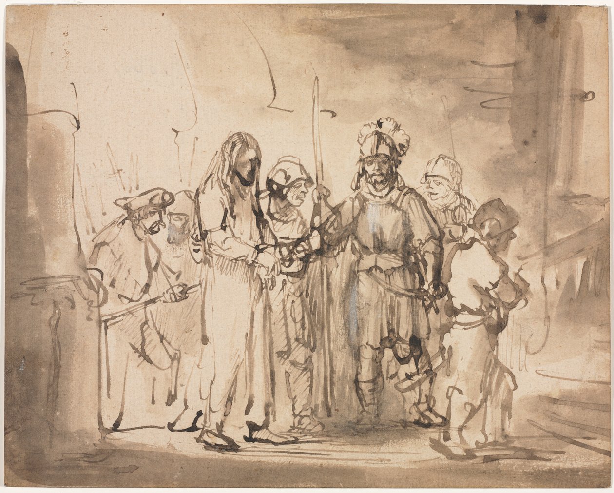 Kristus taget foran Kajfas af Rembrandt van Rijn