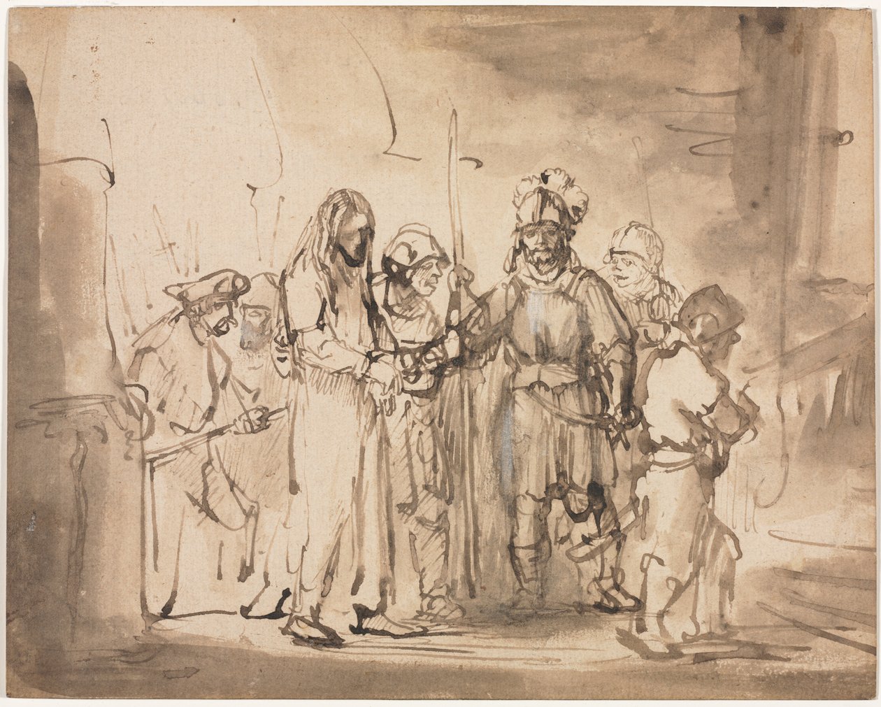 Kristus taget foran Kajfas af Rembrandt van Rijn
