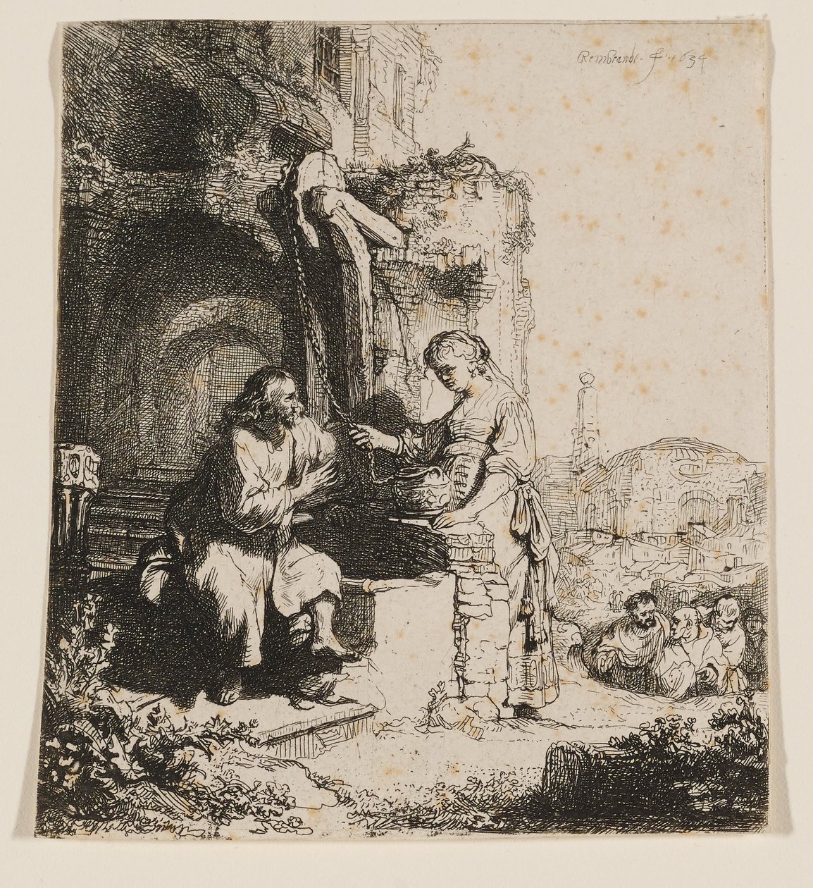 Kristus og kvinden fra Samaria: Blandt ruinerne af Rembrandt van Rijn