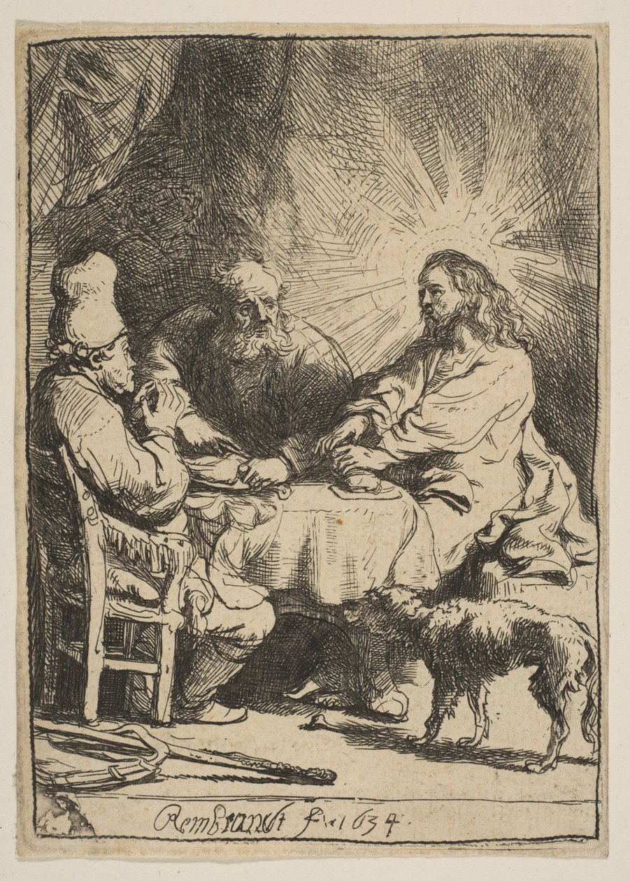 Kristus ved Emmaus: Den mindre plade, 1634. af Rembrandt van Rijn