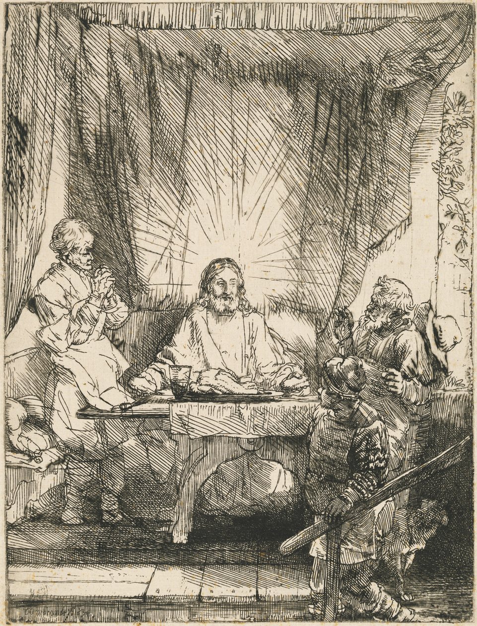 Kristus i Emmaus: den større plade af Rembrandt van Rijn