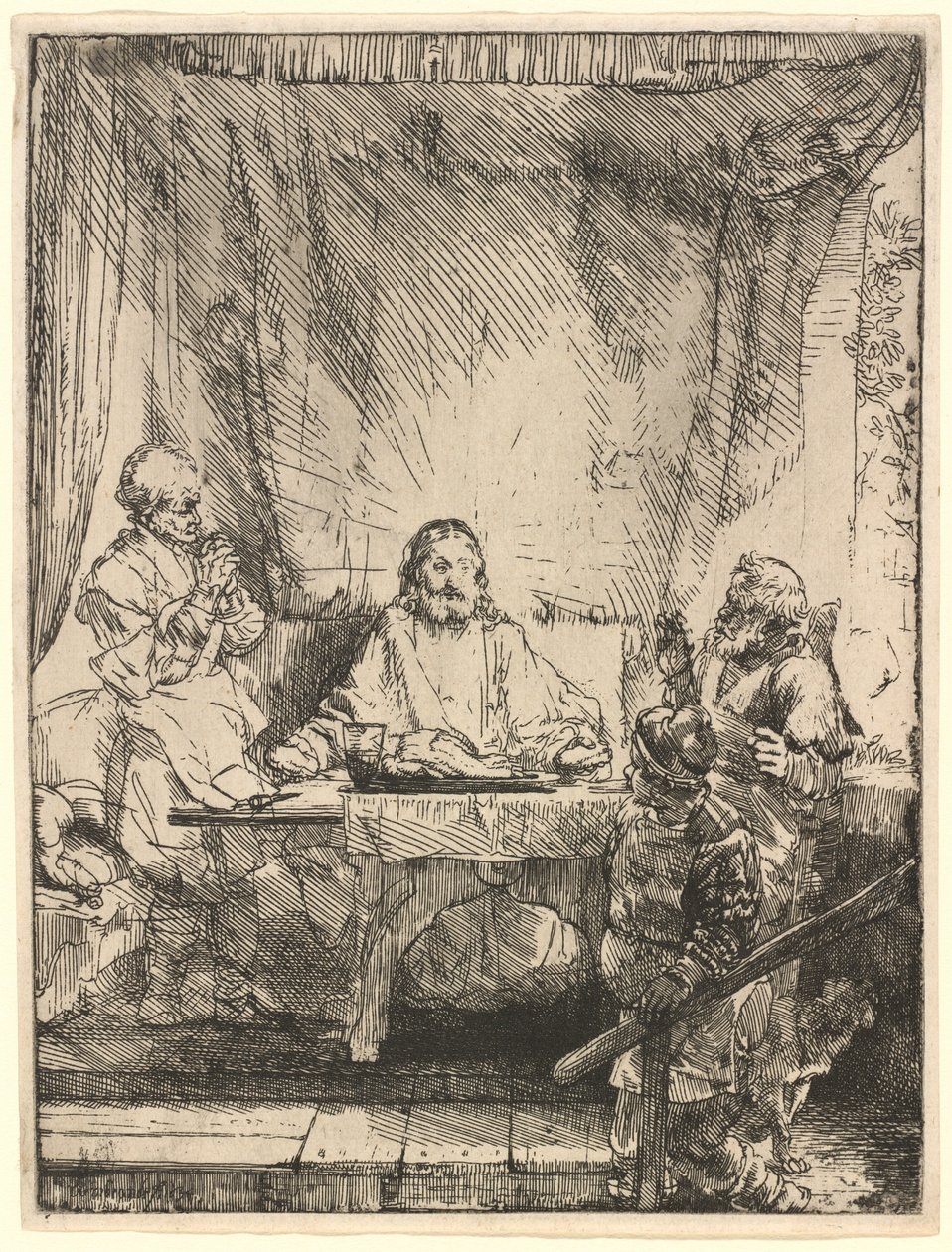 Kristus i Emmaus: den større plade af Rembrandt van Rijn