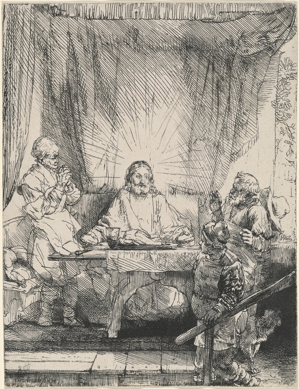 Kristus i Emmaus: det større billede af Rembrandt van Rijn