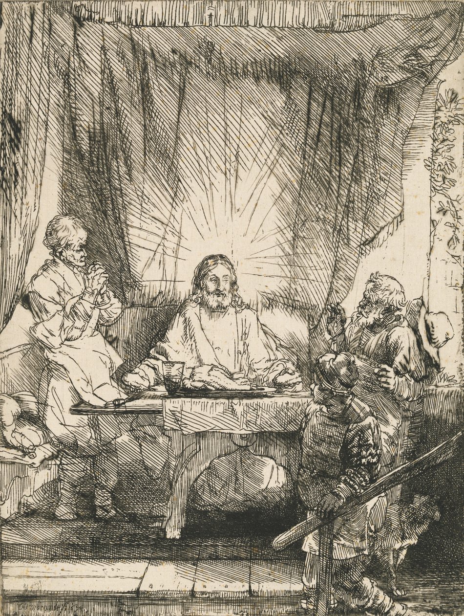 Kristus ved Emmaus: den større plade, 1654. af Rembrandt van Rijn