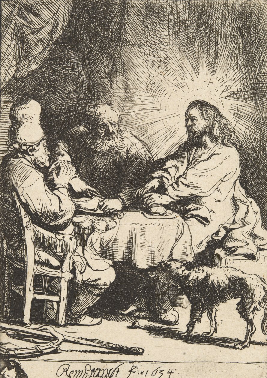 Kristus ved Emmaus: den mindre plade, 1634. af Rembrandt van Rijn