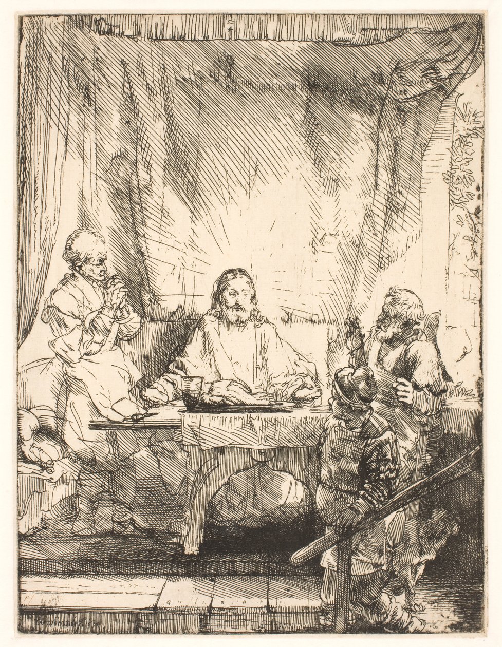 Kristus i Emmaus: den større tallerken af Rembrandt van Rijn
