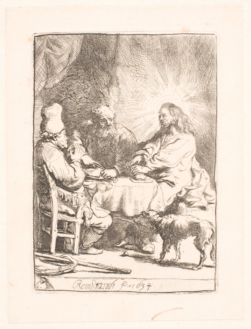 Kristus i Emmaus: den mindre tallerken af Rembrandt van Rijn