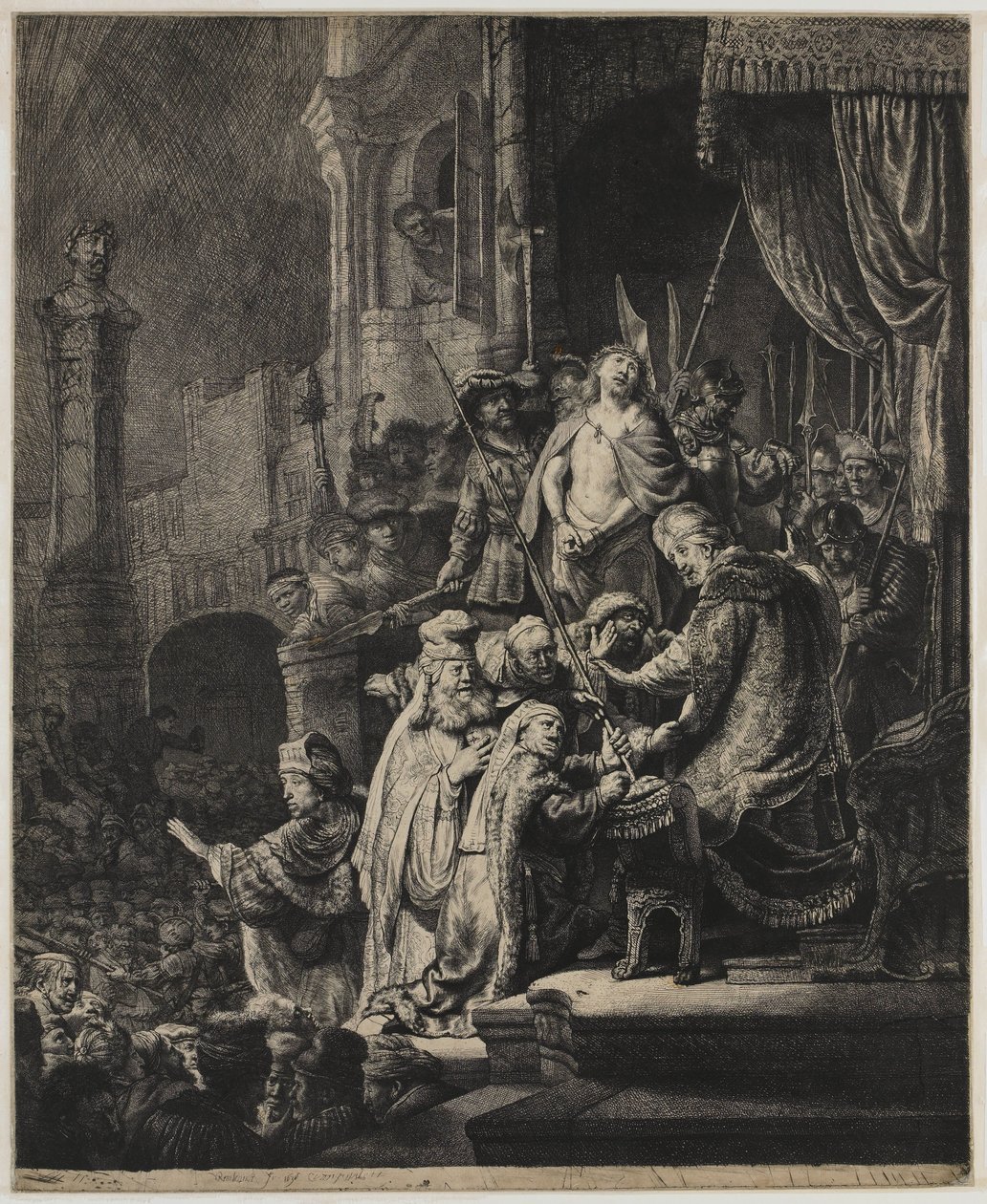 Kristus før Pilatus: stor tallerken af Rembrandt van Rijn