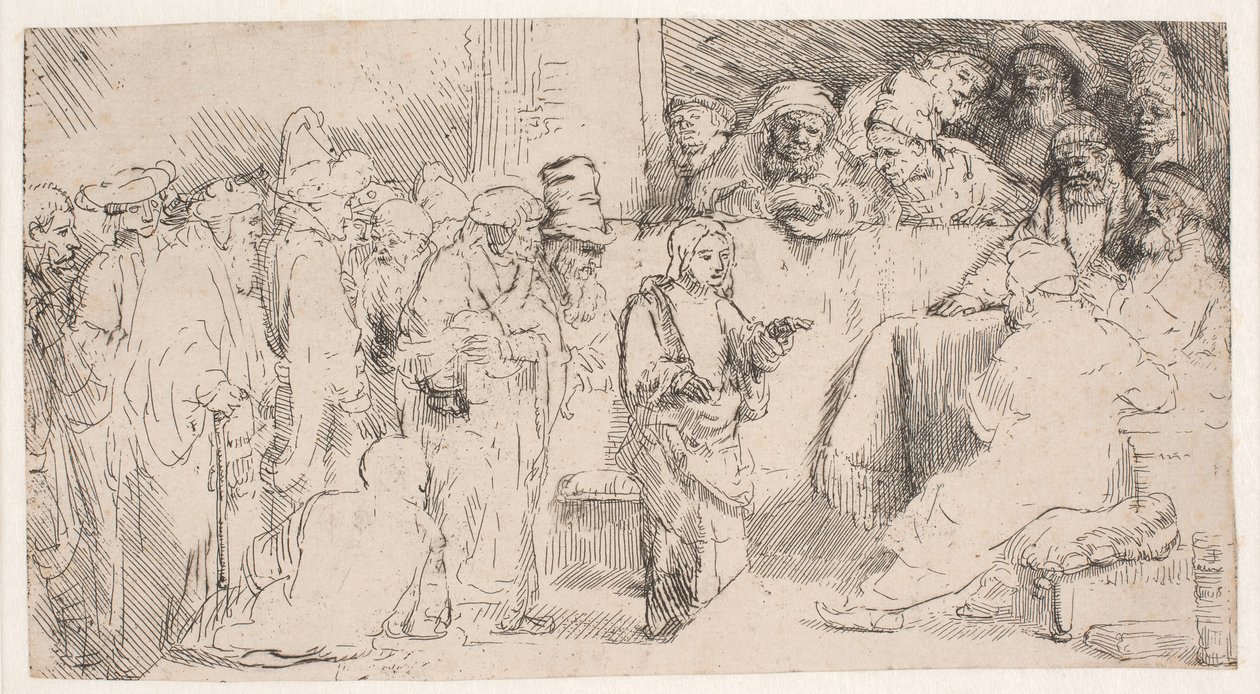 Kristus i diskussion med de skriftkloge: en skitse af Rembrandt van Rijn
