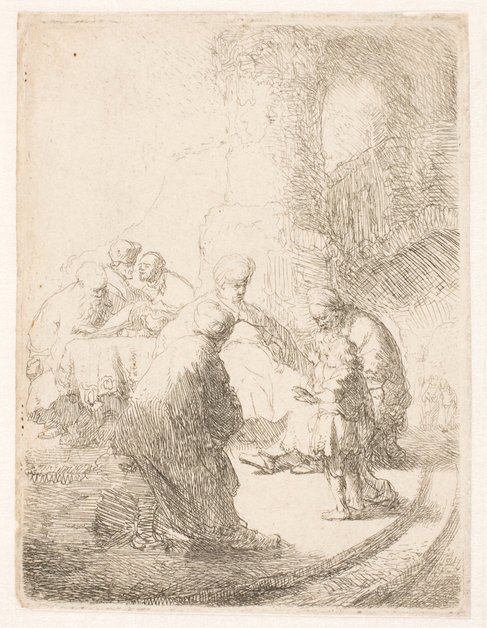 Kristus i diskussion med de skriftkloge: lille tavle af Rembrandt van Rijn