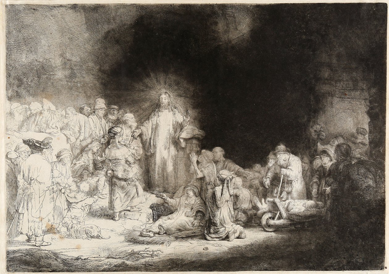 Kristus helbreder de syge The Hundred Guilder Print af Rembrandt van Rijn
