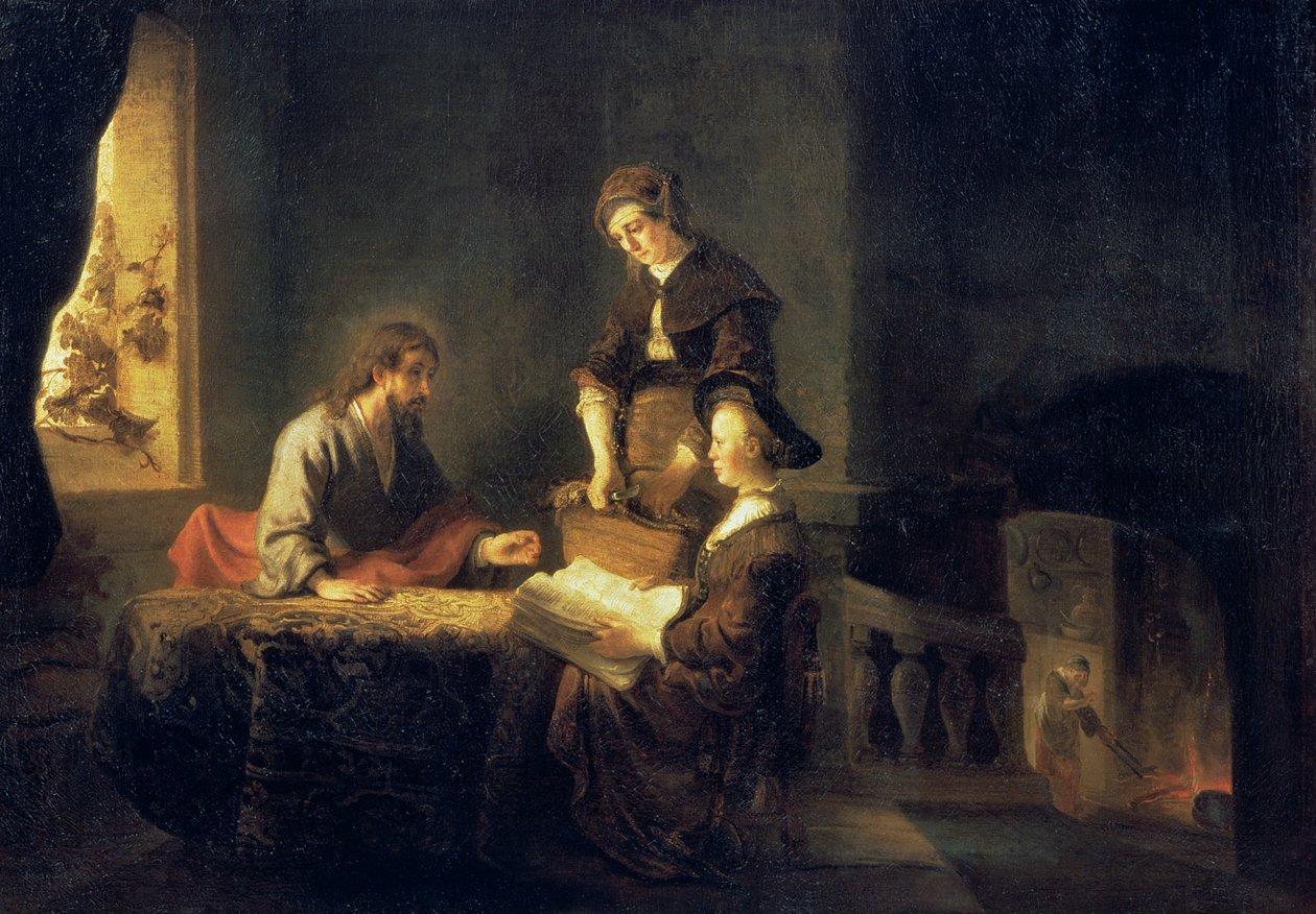 Kristus i Marthas og Marias hus af Rembrandt van Rijn